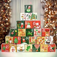 24pcs Christmas Box DIY Advent Calendar Treat Box Christmas Advent Calendar Box Xmas Countdown Calen