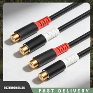 [cozyroomss.sg] 2 RCA Coupler Cable 0.8 Meters Car Audio Cable Connector Adapter 4.5mm Double RCA Ex
