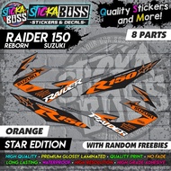 ⏺️ 🟧 Raider 150 Reborn - ORANGE (Star Edition) Decal Design [8 Parts]【PREMIUM GLOSSY LAMINATED】