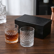 4pcs Embossed Whiskey Glass Set Cross-Border Glass Western Wine Beer Glass Wine Set Gift Box Whiskey