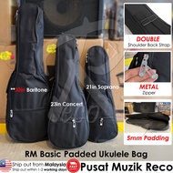 RM Basic Thin Padded Ukulele Bag DOUBLE Shoulder Back Strap Soprano Concert Baritone Ukulele Beg 2 T
