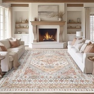 Zesthome 8x10 Area Rugs For Living Room,Large Washable Rug,Orange