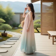 Sleeveless Ombre Maxi Dress Women Boho Loose A-Line Flowy Summer Outfit