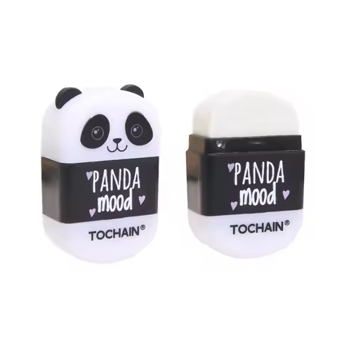 1pcs Panda Mood Eraser with Pencil Sharpener Rubber Cleaning Tools Office School Student A7419