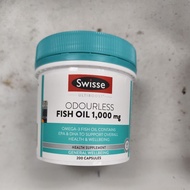 Swisse Odourless Wild Fish Oil 1000mg 200's swisse fish oil minyak ikan 200's