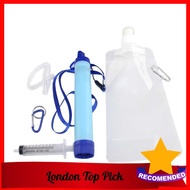 [ London ] Outdoor Water Filter Straw Set Dual Filter Water Purifier Portable Filtration Survival Gear Kit with Water B