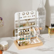 Earring Holder Ready Stock New Product 2024 Shelf Necklace Ring Jewelry Iron Wood Bracelet Storage R