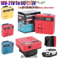 PISTACHIO 1Pcs Smart Transformer, 120W 18V 20V To 220V Battery Inverter, Household Dual Plug Multifu