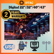 Televisyen Tv Digital Dtac 22/32/40/43 Inch Murah LED Kecil Digital Tv Full HD HDMI USB ANTENNA