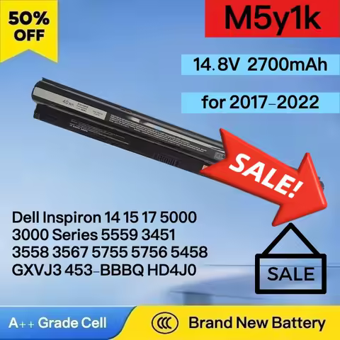 14.8V 2700mAh M5y1k Battery for Dell Inspiron 14 15 17 5000 3000 Series 5559 3451 3558 3567 5755 575