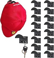 Pack of 16 Cap Holder Wall, Hat Organiser with Hooks, Door Baseball Hat Hooks Racks Wall Mounting, H