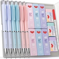 Smallbudi 6PCS 0.7mm Mechanical Pencil Set with Case, Cute Mechanical Pencils with 360PCS HB Lead Re