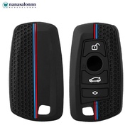 NANASALONNN Car Silicone Key Fob Case 4-Button Dual Line Pattern Cover Scratch & Drop Protection For