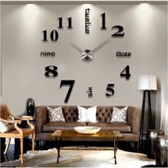 Modern DIY Mute Large Wall Clock 3D Mirror Surface Sticker Home Decor Novelty