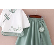Summer New Chinese Style Tang Costume Han Costume Antique Small Girls and Teen Girls Three-Quarter S