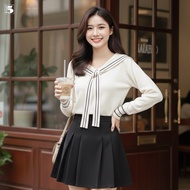 Twentyfive women's sweater, long-sleeved, thin fabric, tie-neck collar 6994