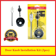 [Ready Stock]Door Knob Installation Kit (3pcs) flat drill bits for wood 22mm hole saw diameter 54mm 