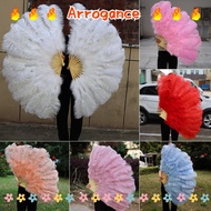 ARROGANCED Handheld Fur Fan, 30*52cm 35*60cm 12 Bones Folding Fan,  Big Red Ostrich Runway  Props Pe