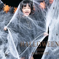 Spider Web Decor Halloween Decoration Scary Party Scene Props White Stretchy CobWeb Spider Cotton Sp