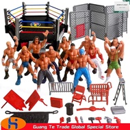 PEBBLE HUG Pretend Play WWE Ring with 12 Mini Wrestling Figures