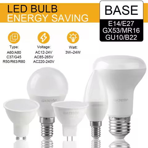 Energy Saving LED Bulbs AC220-240V 3W 5W 7W 9W LED Bulb E27 E14 GU10 MR16 GX53 Spotlight Flicker-fre