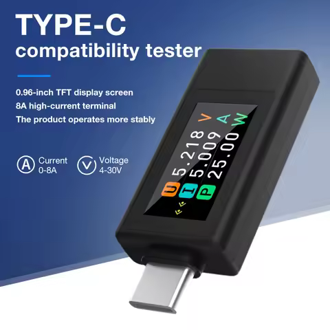 0-12A 4-30V Type-c Voltage Tester Digital Voltmeter Current Voltage Monitor HD IPS Display Charger C