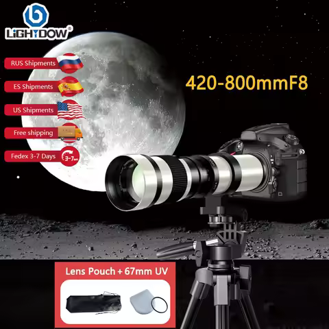Lightdow Telephoto Zoom Lens 420-800mm F8.3-16 Manual Focus Lens With 67mm UV filter RU USA ES Overs