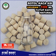 ( TERMURAH ) Botol ASI Kaca 100ml Tutup Kayu Natural / Botol Bayi / Botol Kaca 100ml / Botol Vial 10