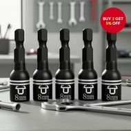 5 Piece Hex Magnetic Socket Wrench Set with 8mm and 42mm Adapters for All-in-One Screwdriver Use