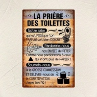1pc, Vintage French Metal Tin Sign, The Prayer Of The Toilet:Our Cake That Is Placed, May Your Scent