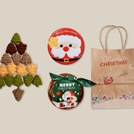 Miss柒 聖誕樹 曲奇餅乾 聖誕老公公圓鐵盒(附提袋)