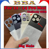 【AA NEW】 1PCS Unibody OEM Big Hole Back Cover Glass For iPhone 11 12 13 14 Pro Max Backcover Rear Do