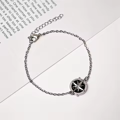 KPOP SK Metal Bracelet Fashion Compass Shape Adjustable Bracelet Unisex Concert Jewelry Accessories