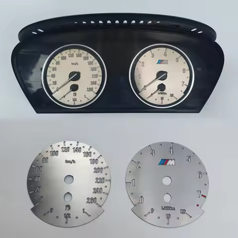 For BMW E90 E92 E9x E60 E70 E71 km/h Metal Style Gauge Faces + illuminated M Logo