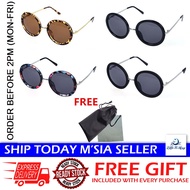 [Little B House] Fashion Retro Big Round Sunglasses 复古圆框墨镜 Cermin Mata Hitam Bingkai Bulat - KT84