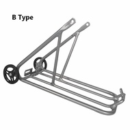 【HOT】saleing16inch Folding Bike Rear Carrier Rack with Easy Wheel for Brompton 16*1-3/8 Tire
