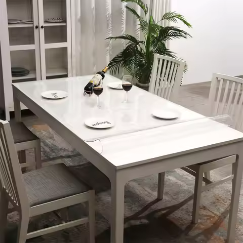 PVC Transparent table cloth cover tablecloth mat for table waterproof rectangle soft glass cloth kit