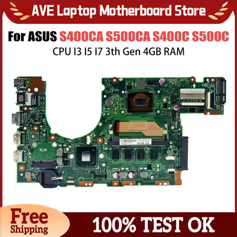 S400CA Notebook Mainboard For ASUS S500CA S400C S500C S400 S500 Laptop Motherboard With CPU I3 I5 I7