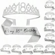 2pcs/Set Birthday Sash And Tiara For Women Including Birthday Crown 13th 16th 18th 21th 30th 40th 50