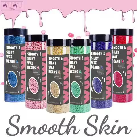 WUWUVISTA Hard Wax Beads Pro 400g(14.11oz) Bottle Wax Beans Hair Removal Waxing for Wax Heater Painl