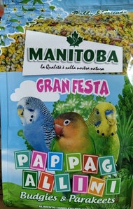 Thức ăn hoàn chỉnh cho vẹt size nhỏ và trung có cám trứng (gói 500g) Manitoba Gran Festa Pappagalini