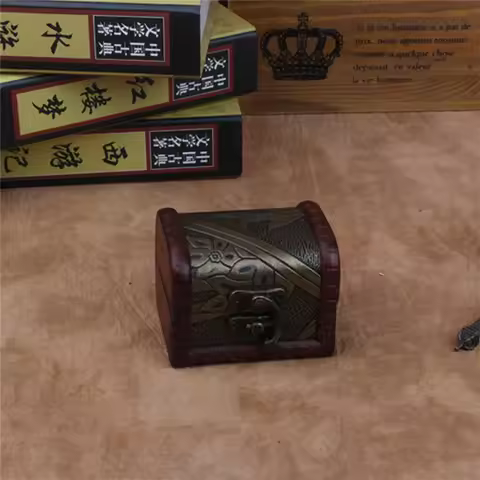 1pc Wooden Vintage Treasure Chest Wood Jewellery Storage Box Case Organiser Ring