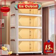 LC L50-80cm High-Capacity Transparent Storage Box Foldable Stackable Storage Cabinet Box Multi-Funct