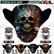 PUTIH Winshield HONDA PCX 160 visor Sticker NEW Cool Smoke Skull (047)/Winshield Sticker With TEGKORAK Fire Image/WinshiL tengkoran Smoke Sticker,/White Skull,