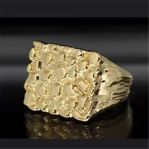 New Jewelry Hollowed-out Ring Electroplating Protection Wear Resistant Men's Ring Personality Uneven