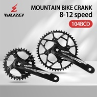 WUZEI AW5B8F Mountain Bike 104BCD Square Hole Crank 8/9/10/11/12S 170/175 32/34/38/42/48/50/52T Spro