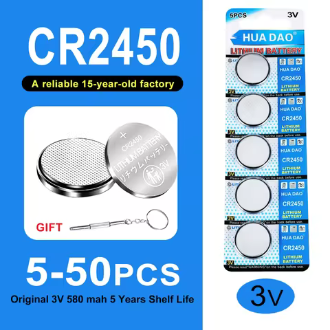 5-50PCS CR 2450 3V Lithium Rechargeable Batteries Replaced CR2450 DL2450 BR2450 For Remote Control W