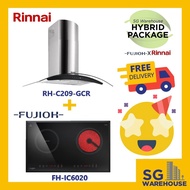 FUJIOH X RINNAI COMBO [FH-IC6020 Fujioh Induction/ Ceramic Hob IC6020 6020 and RH-C209-GCR Rinnai Chimney Hood]