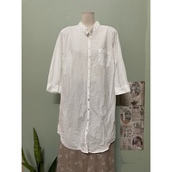 Women's white rough shirt dress with pockets size L a84