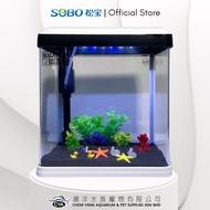 Aquarium SOBO Akuarium Mini Fish Tank T-820F T-830F T-840F Set Pump Filter LED Light CYA Mini  White Glass Fish Tank